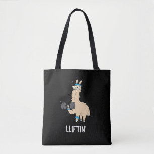 Lama im Fitnessraum - Gewichte heben Tasche