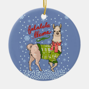 Lama im Schnee Keramik Ornament