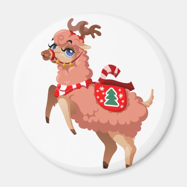 Lama im Weihnachtsmagnet Magnet (Vorne)