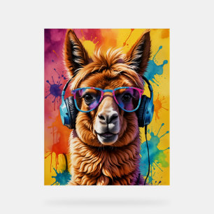 Lama in Kopfhörern Acrylschild