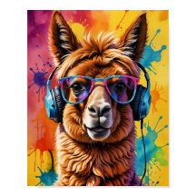 Lama in Kopfhörern