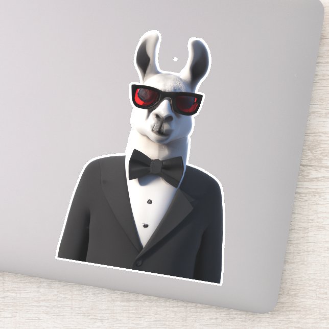 Lama in Tux mit Sonnenbrille niedlich Aufkleber (Detail)