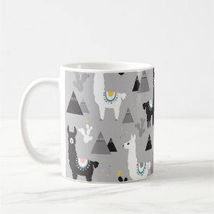 Lama Kaktus Berge, nahtloses Muster. Kaffeetasse