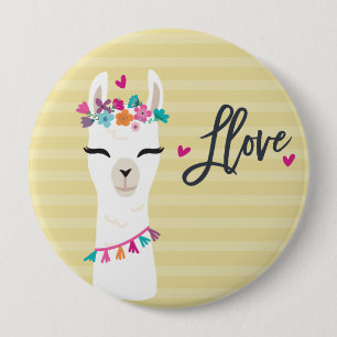 Lama-Knopf-//-Lama-Liebe-Gelb Button