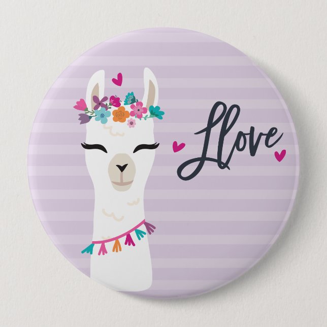 Lama-Knopf-//-Lama-Liebe lila Button (Vorderseite)