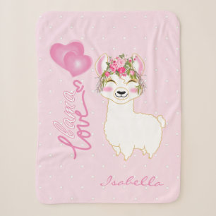 Lama-Liebe in rosa, florales Design Sherpadecke
