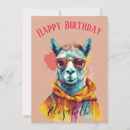 Lama Liebe & Lacher Happy Birthday Name Feiertagskarte