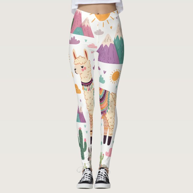 Lama-Liebe: Whimsisches Pattern Delight Leggings (Vorderseite)