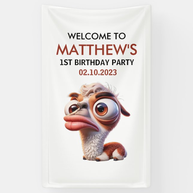 Lama lustige Karikaturen mexikanisch 1. Geburtstag Banner (Vertikal)