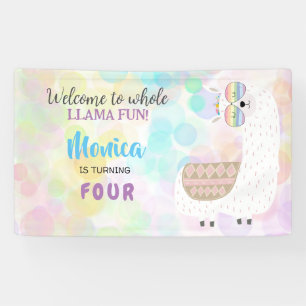 Lama lustiger, farbenfroher Kindergeburtstag Banner