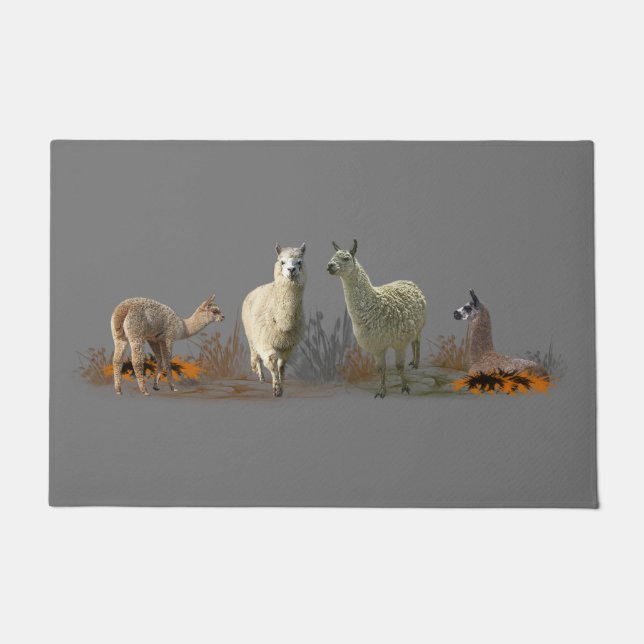 Lama Meadow Door Mat (Grau) Fußmatte (Vorderseite)