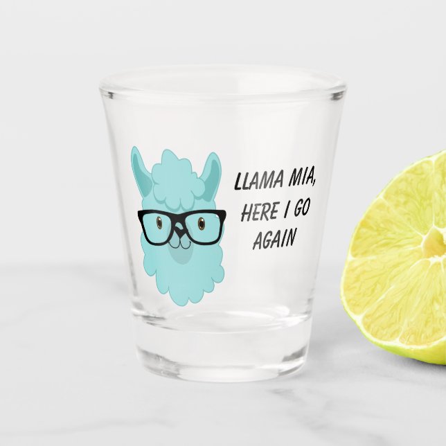 Lama Mia Schnapsglas (Vorderseite)