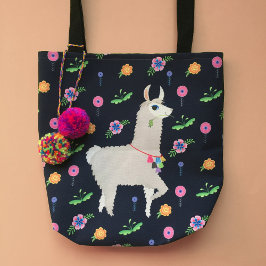 Lama mit Blume Tasche