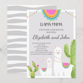 Lama mit Cactus Baby Shower Einladung