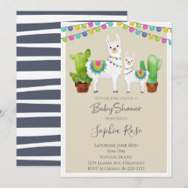 Lama mit Kaktus Kinderdusche laden ein Einladung