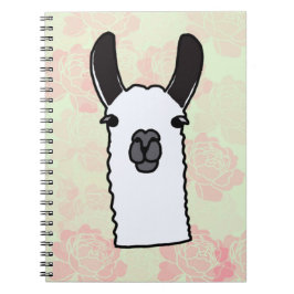 Lama mit Pfingstrosen Notizblock