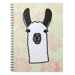 Lama mit Pfingstrosen Notizblock