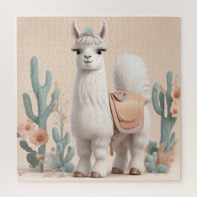 Lama mit Sattel in der Wüste (Vertikal)