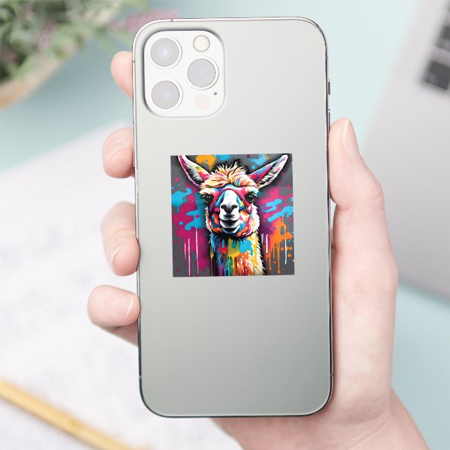 Lama mit Spritzern Aufkleber (Telefon)