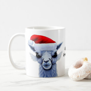 Lama mit Weihnachtsmannmütze Kaffee Tasse