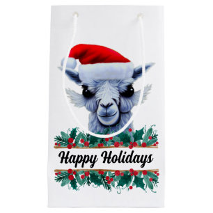 Lama mit Weihnachtsmannmütze Kleine Geschenktüte