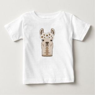 Lama mit weißen Blüten Baby T-shirt