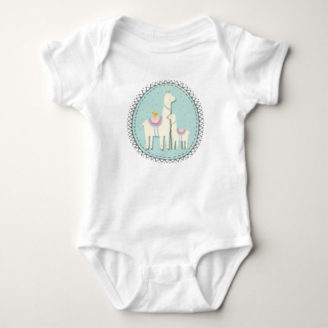 Lama Momma und Baby Bodysuit Baby Strampler (Vorderseite)