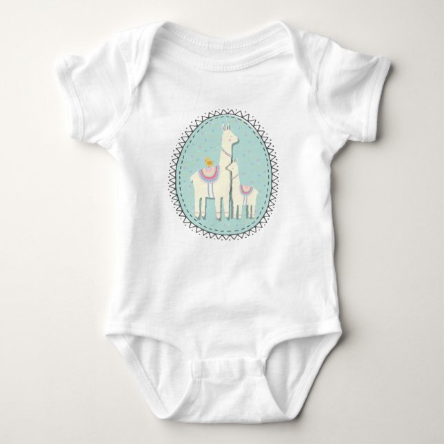 Lama Momma und Baby Bodysuit Strampler (Vorderseite)