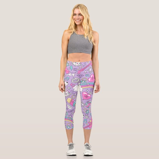 Lama-Muster 1 Capri Leggings (Vorderseite)