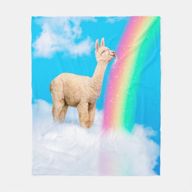 Lama-Regenbogen Fleecedecke (Vorderseite)