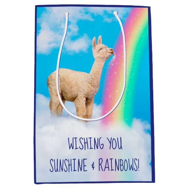 Lama-Regenbogen Mittlere Geschenktüte (Vorderseite)