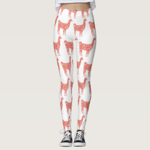 Lama-Rosa-Korallen-Glitzer-Glitzern-Muster Leggings