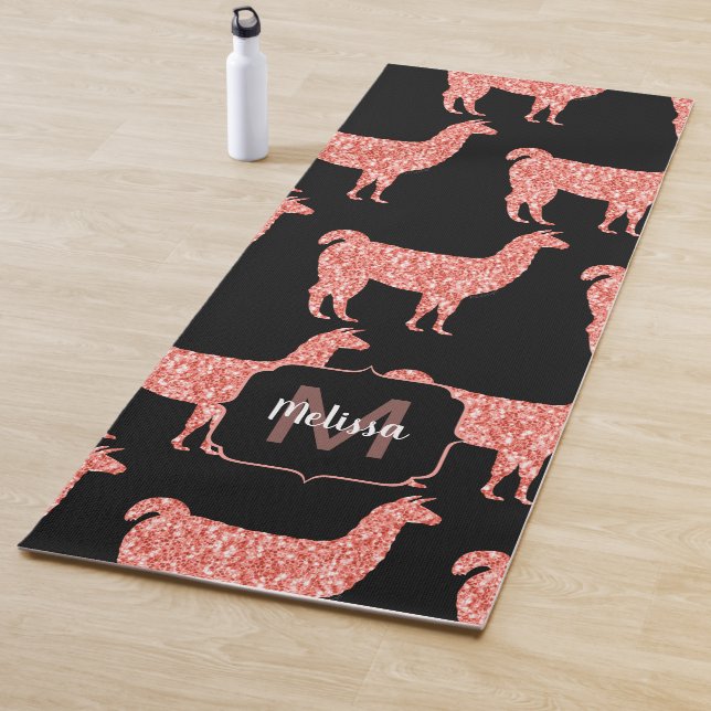 Lama-Rosa Korallen Glitzer Glitzern Muster Monogra Yogamatte (Beispiel)