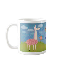 Lama rose sur la tasse de sommet