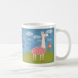 Lama rose sur la tasse de sommet