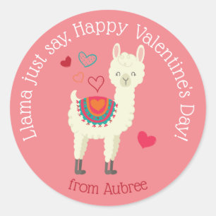 Lama sagt nur Valentinsticker Runder Aufkleber