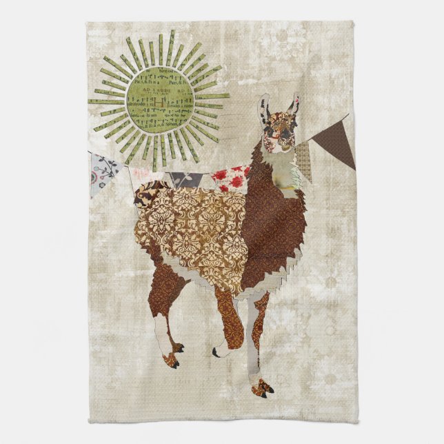 Lama-Sonnenschein-Weiß-Tuch Küchentuch (Vertikal)