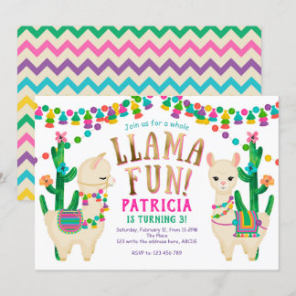 Lama-Spaß, Fiesta, Mädchen zum Geburtstag Einladung