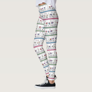 Lama-Streifen-Muster Leggings