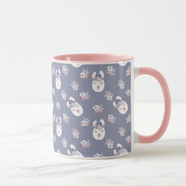 Lama-u. Blumen-Muster Tasse (Rechts)