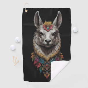 Lama- und Blume-Portrait, Golfhandtuch
