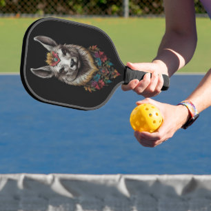 Lama- und Blume-Portrait, Pickleball Schläger