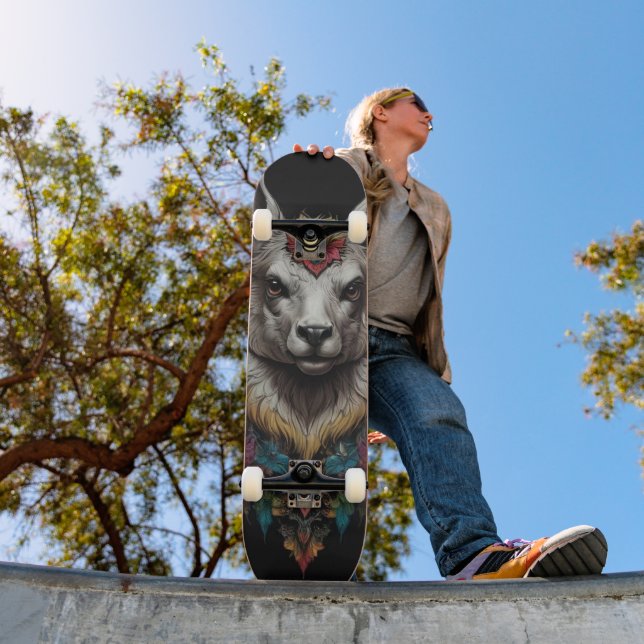 Lama- und Blume-Portrait, Skateboard (Außenbereich 1)