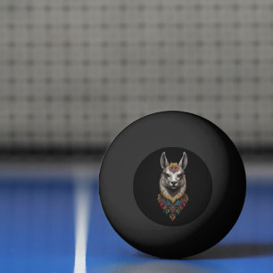 Lama- und Blume-Portrait, Tischtennisball