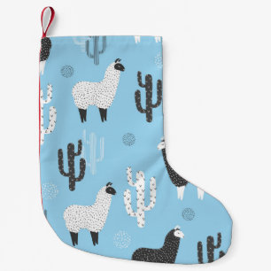 Lama und Kaktus, niedliches Muster. Kleiner Weihnachtsstrumpf