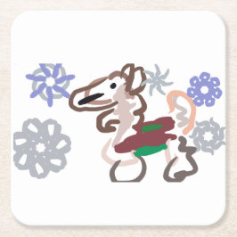 Lama-Winter-Spaß Rechteckiger Pappuntersetzer