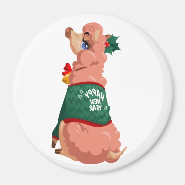 Lama zu Weihnachten Magnet (Vorne)