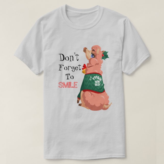 Lama zu Weihnachten T-Shirt (Design vorne)