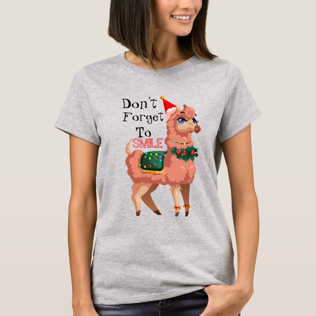Lama zu Weihnachten T-Shirt (Vorderseite)