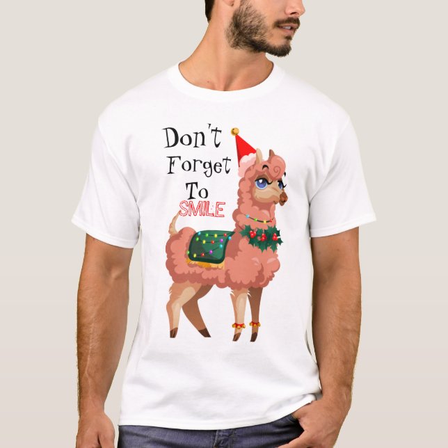 Lama zu Weihnachten T-Shirt (Vorderseite)